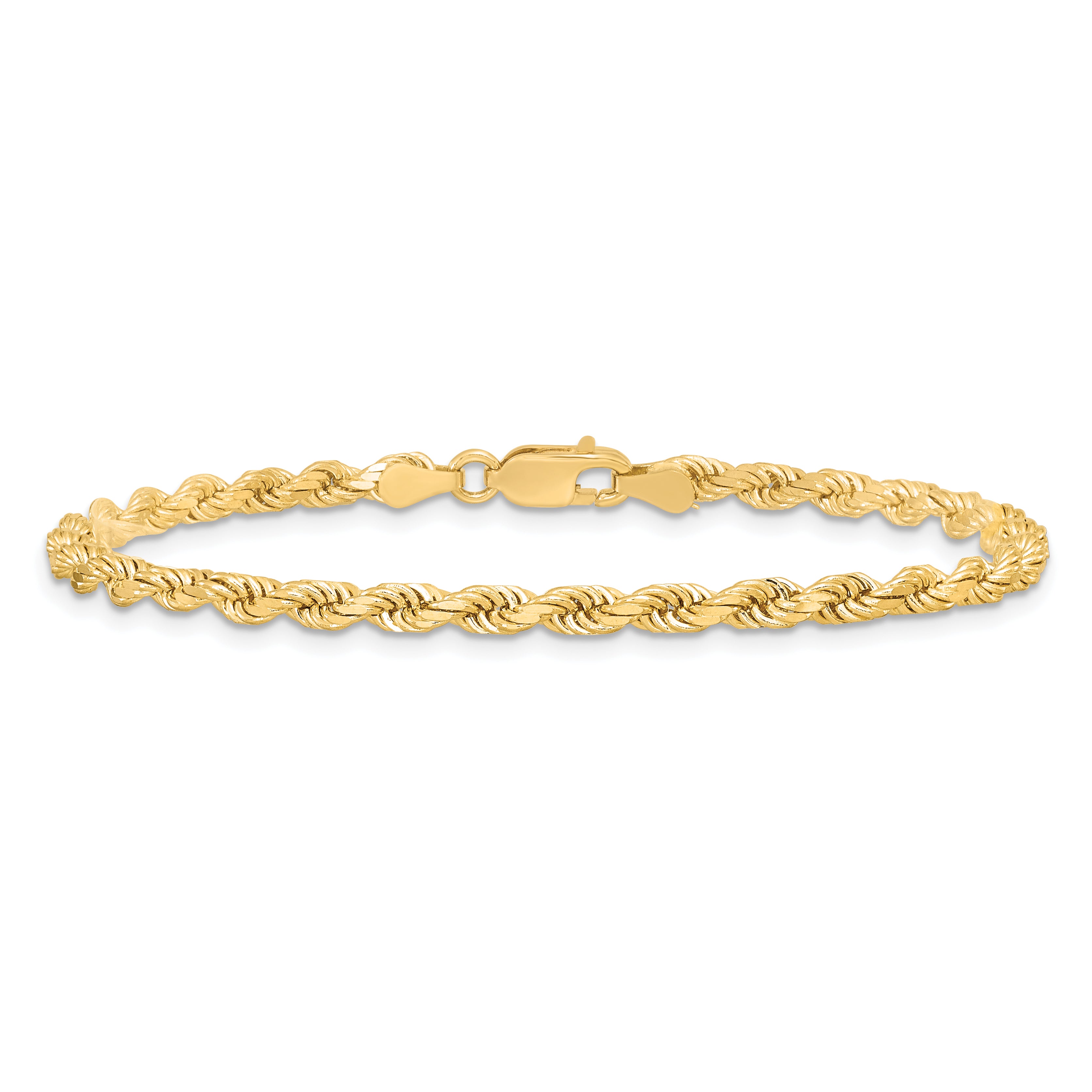 10K Yellow Gold 3.5mm Diamond Cut Rope Chain Anklet