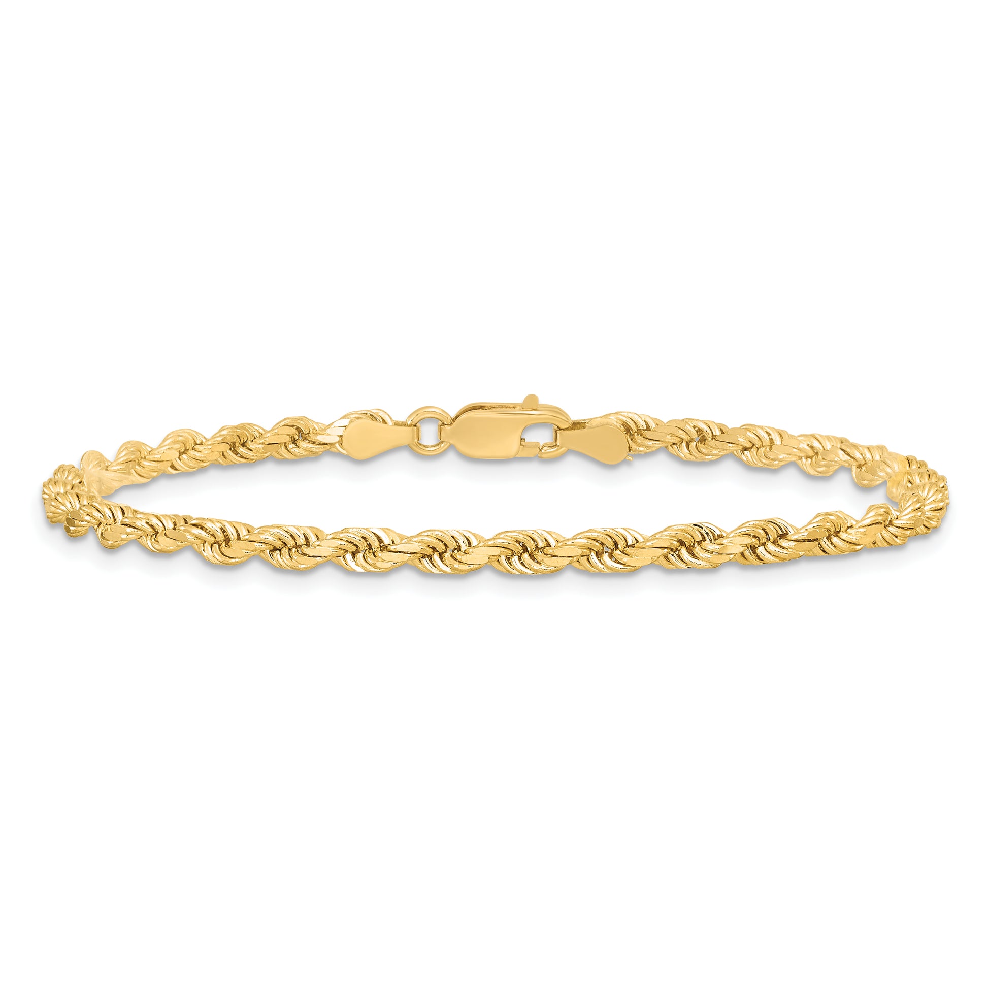 10K Yellow Gold 3.5mm Diamond Cut Rope Chain Anklet