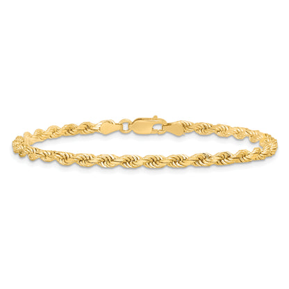 10K Yellow Gold 3.5mm Diamond Cut Rope Chain Anklet