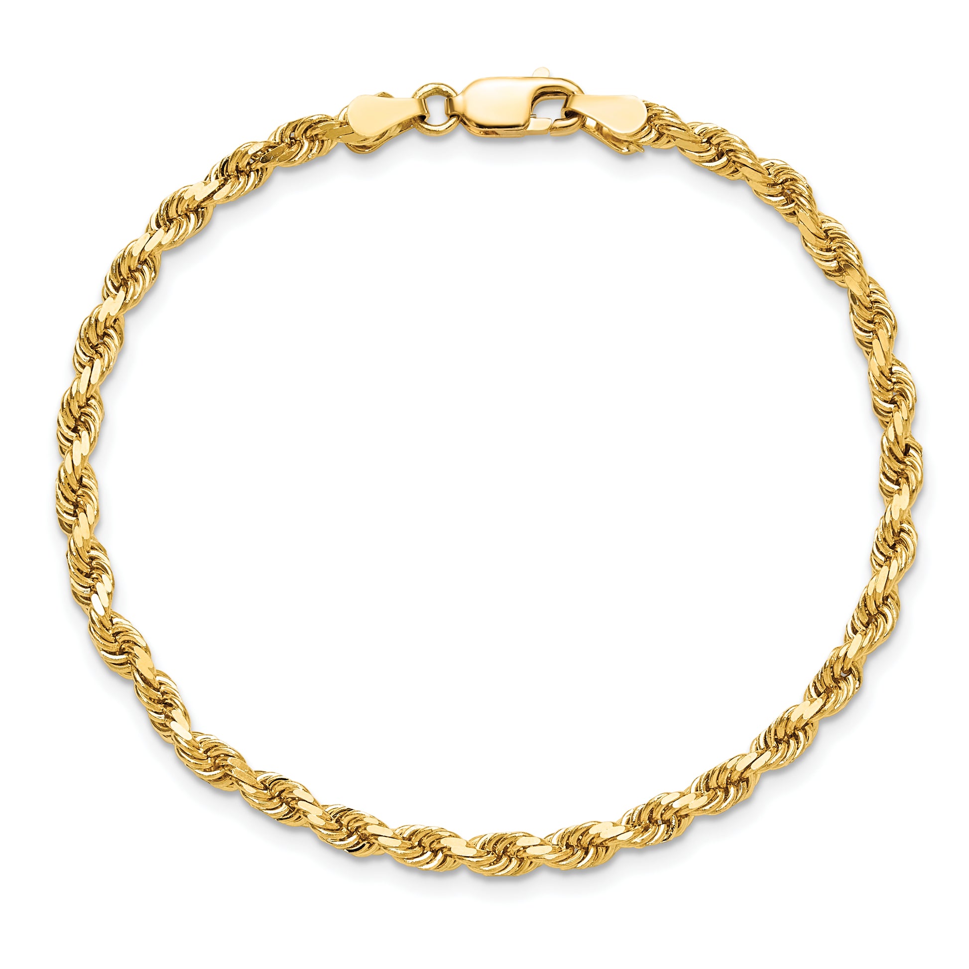 10K Yellow Gold 3.5mm Diamond Cut Rope Chain Anklet