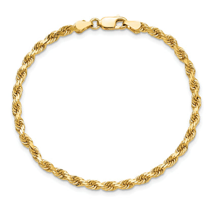 10K Yellow Gold 3.5mm Diamond Cut Rope Chain Anklet