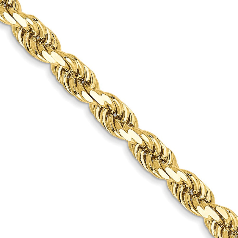 10K Yellow Gold 3.5mm Diamond-Cut Rope Chain Necklace