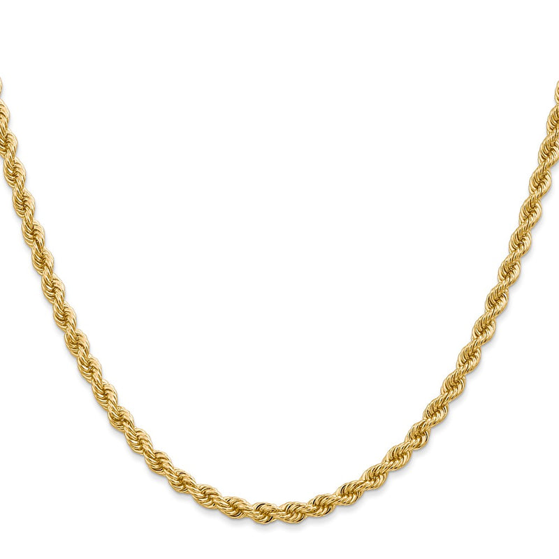 3 Inch 10K Yellow Gold 3.65mm Regular Rope Chain Necklace