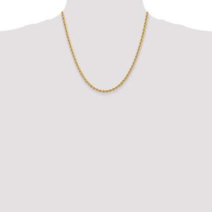 10k Yellow Gold 3.65mm Solid Rope Chain Necklace