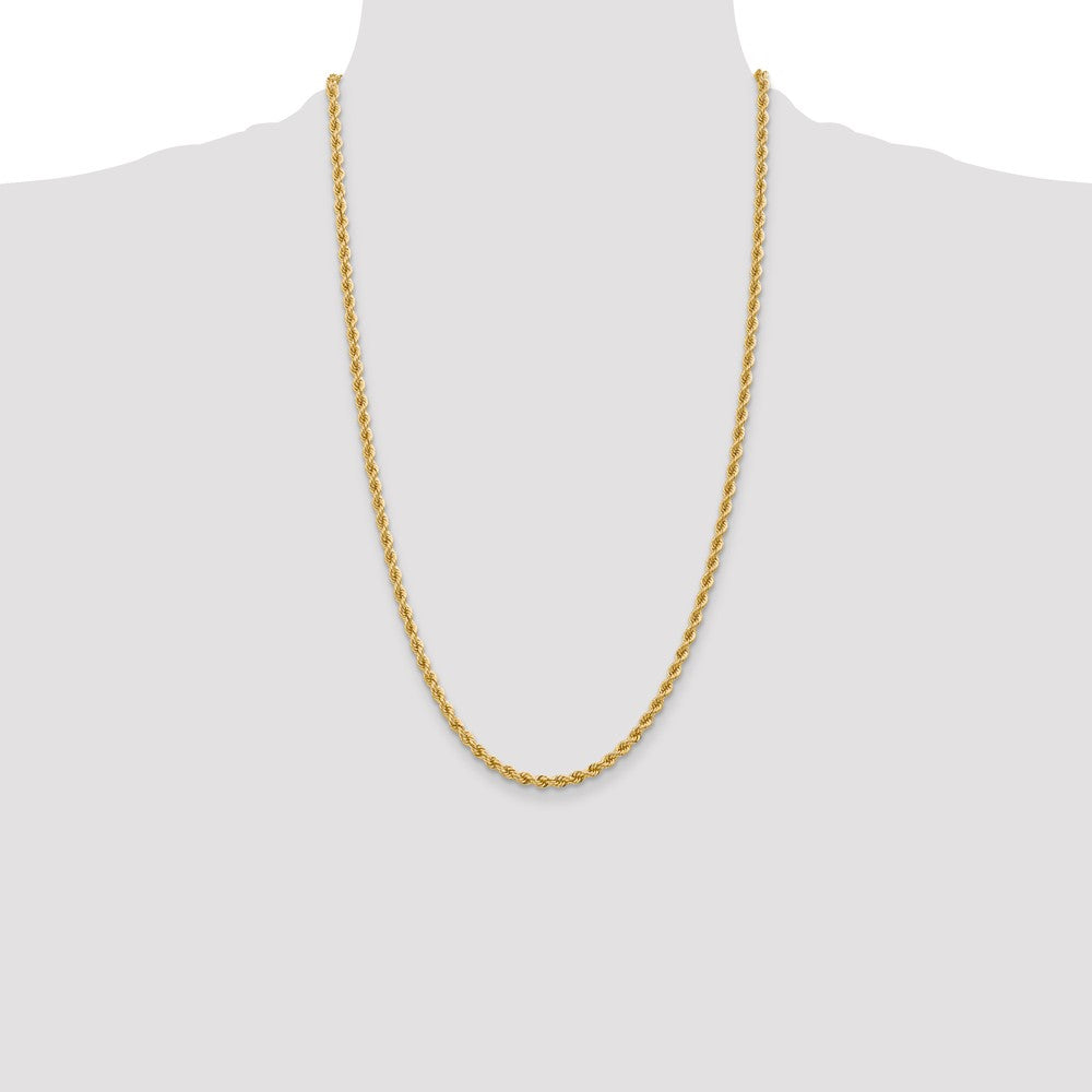 26 Inch 10K Yellow Gold 3.65mm Regular Rope Chain Necklace
