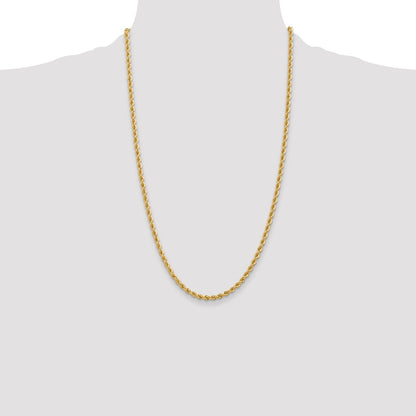26 Inch 10K Yellow Gold 3.65mm Regular Rope Chain Necklace