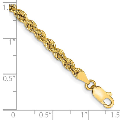 7 Inch 10K Yellow Gold 3.65mm Regular Rope Chain Bracelet