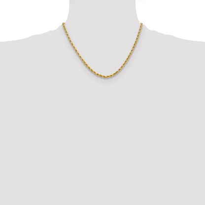 10K Yellow Gold 3.75mm Diamond-Cut Rope Chain Necklace