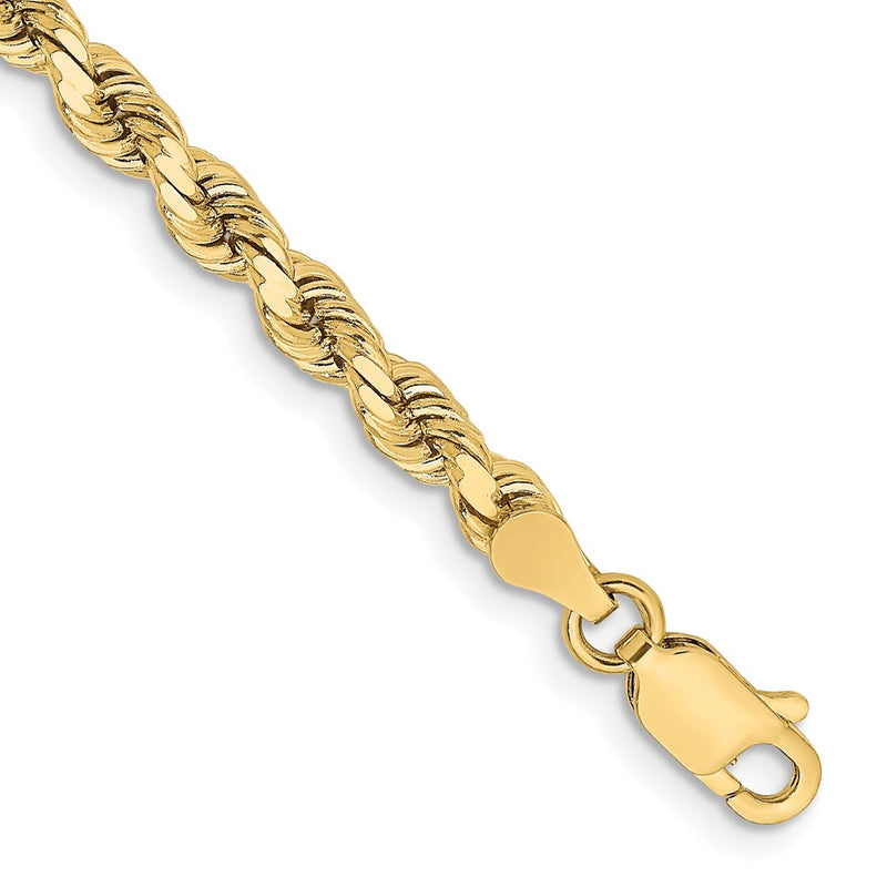 10K Yellow Gold 3.75mm Diamond-Cut Rope Chain Anklet