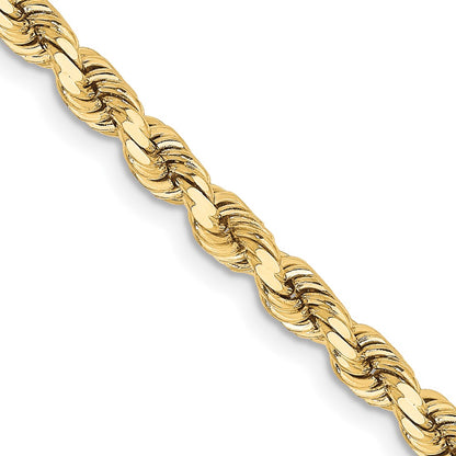 26 Inch 10K Yellow Gold 3.75mm Diamond-Cut Rope Chain Necklace