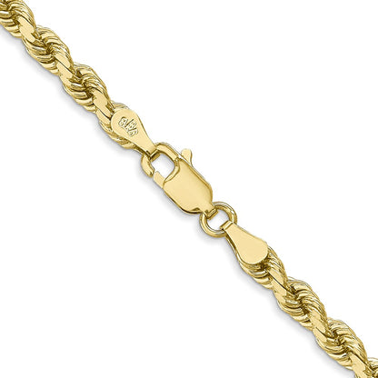 10K Yellow Gold 4mm Diamond-Cut Rope Chain Necklace