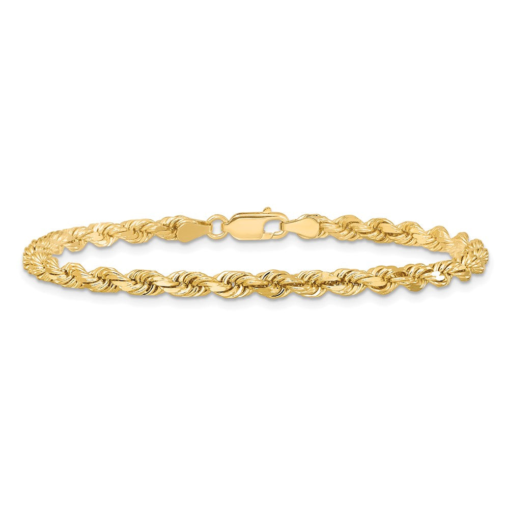9 Inch 10K 4mm Diamond Cut Rope Chain Anklet