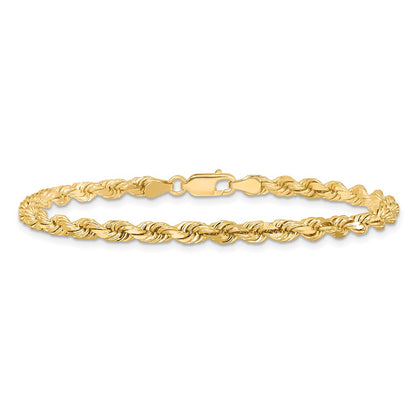 9 Inch 10K 4mm Diamond Cut Rope Chain Anklet