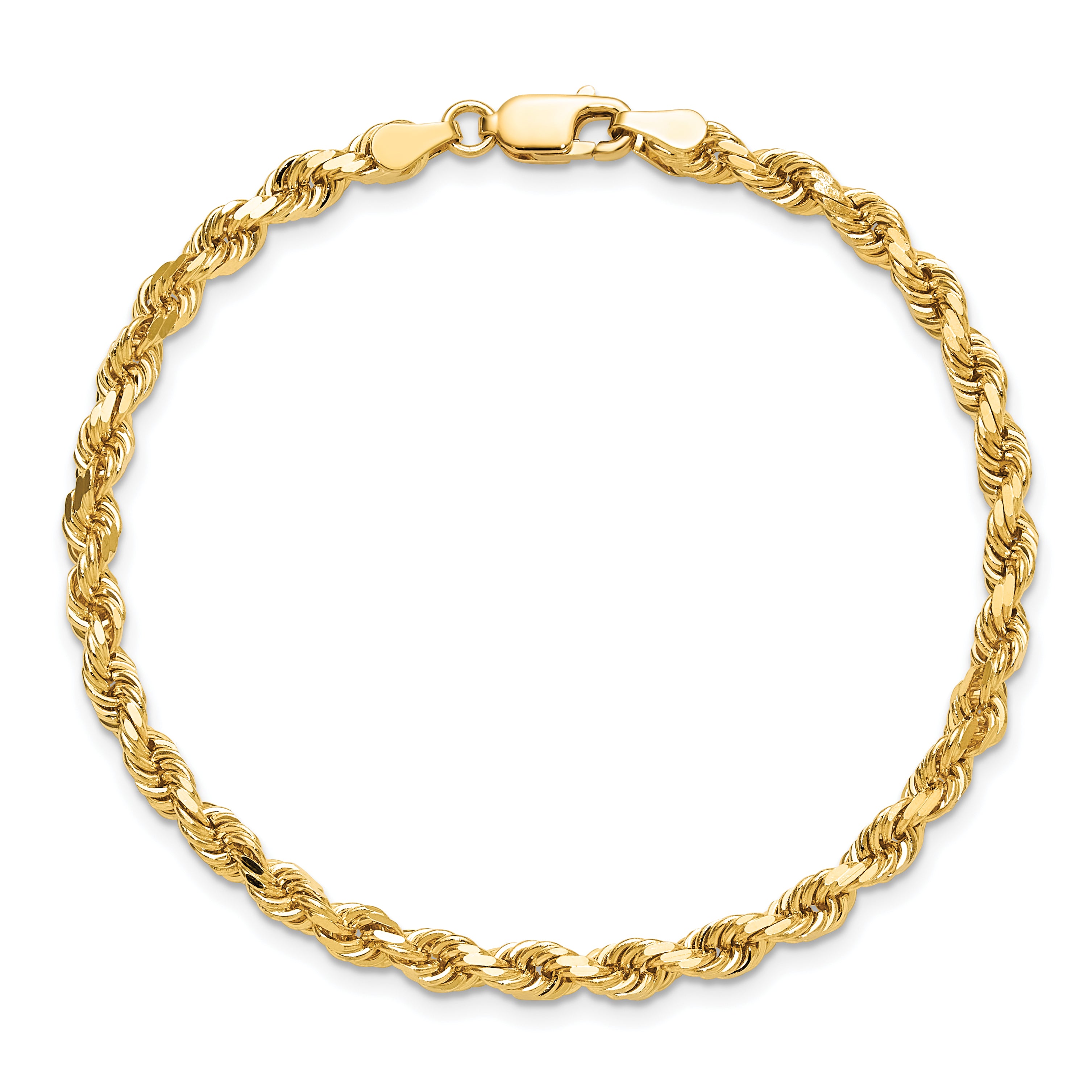 10k Yellow Gold 4mm Diamond-cut Rope Chain