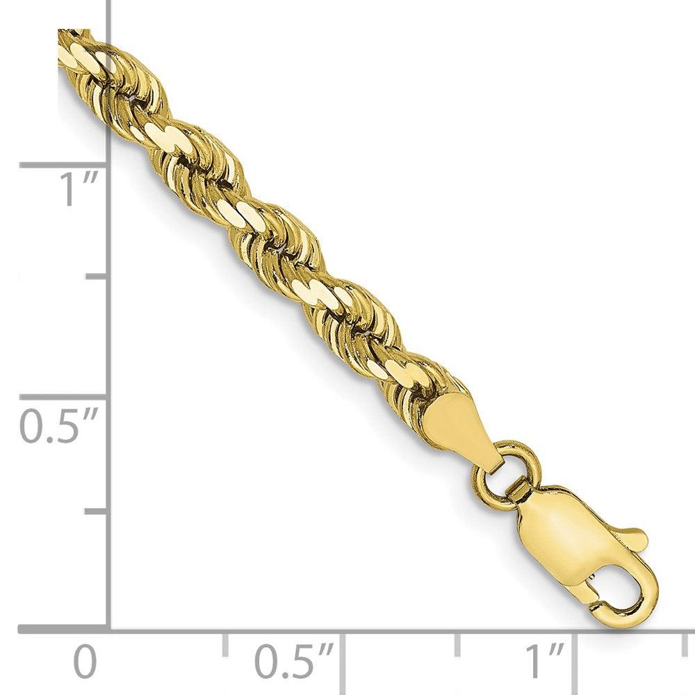 9 Inch 10K 4mm Diamond Cut Rope Chain Anklet