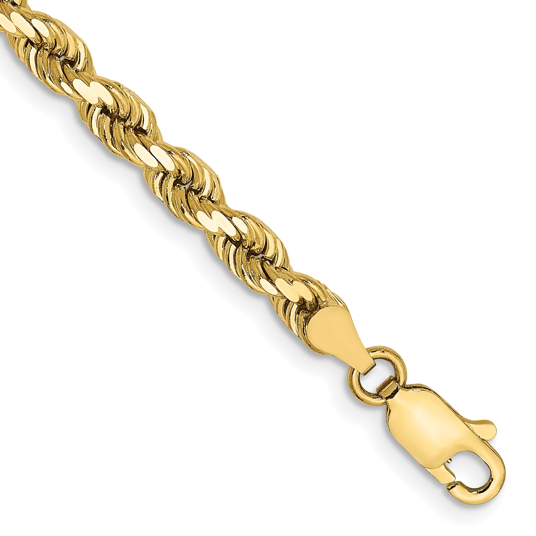 10k Yellow Gold 4mm Diamond-cut Rope Chain