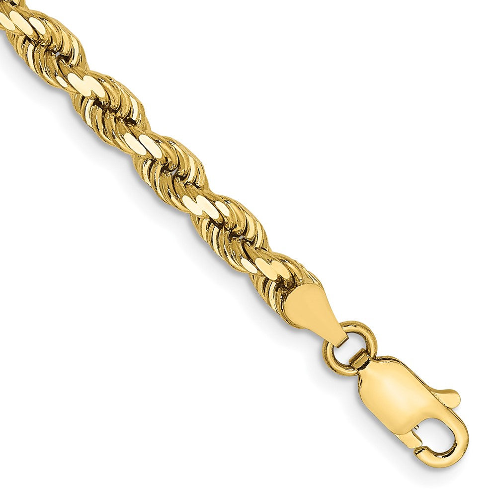 9 Inch 10K 4mm Diamond Cut Rope Chain Anklet
