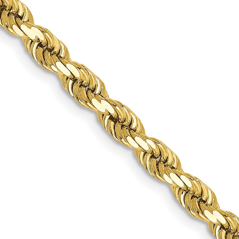 10K Yellow Gold 4mm Diamond-Cut Rope Chain Necklace