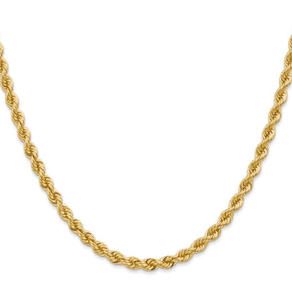 10k Yellow Gold 4.0mm Solid Rope Chain Necklace
