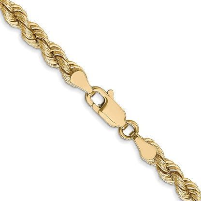 10k Yellow Gold 4.0mm Solid Rope Chain Necklace