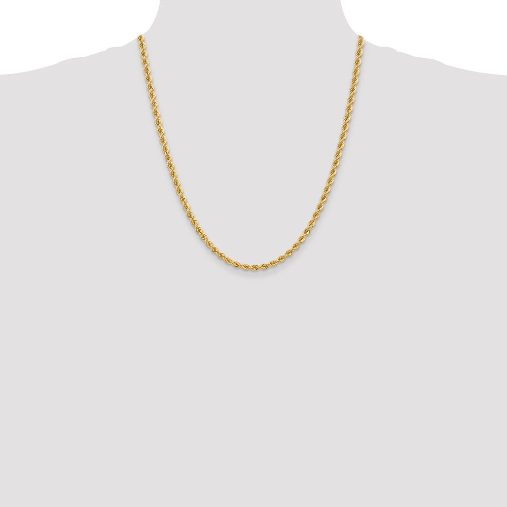 10k Yellow Gold 4.0mm Solid Rope Chain Necklace