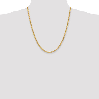 10k Yellow Gold 4.0mm Solid Rope Chain Necklace