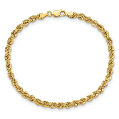 10k Yellow Gold 4.0mm Solid Rope Chain Bracelet