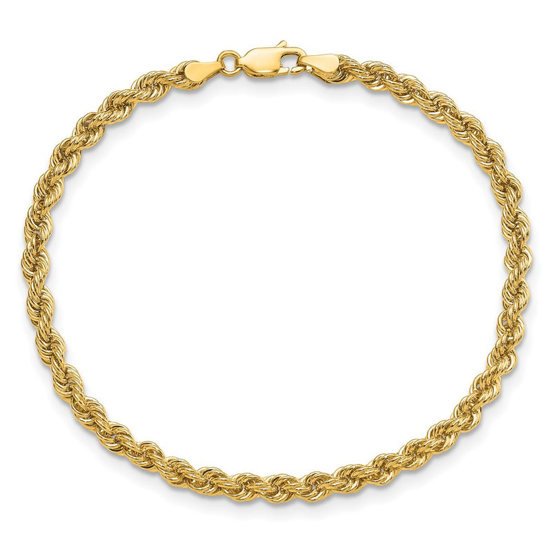 10k Yellow Gold 4.0mm Solid Rope Chain Bracelet