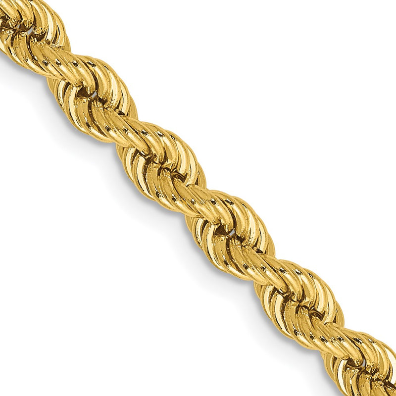10k Yellow Gold 4.0mm Solid Rope Chain Necklace