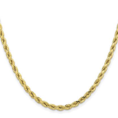 26 Inch 10K Yellow Gold 4.25mm Diamond-Cut Rope Chain Necklace