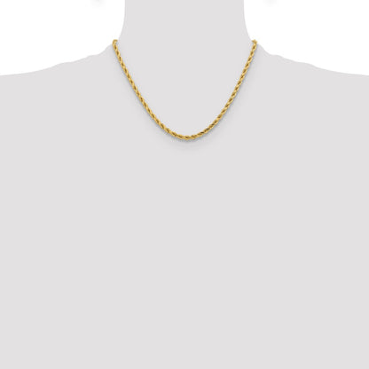 10K Yellow Gold 4.25mm Diamond-Cut Rope Chain Necklace