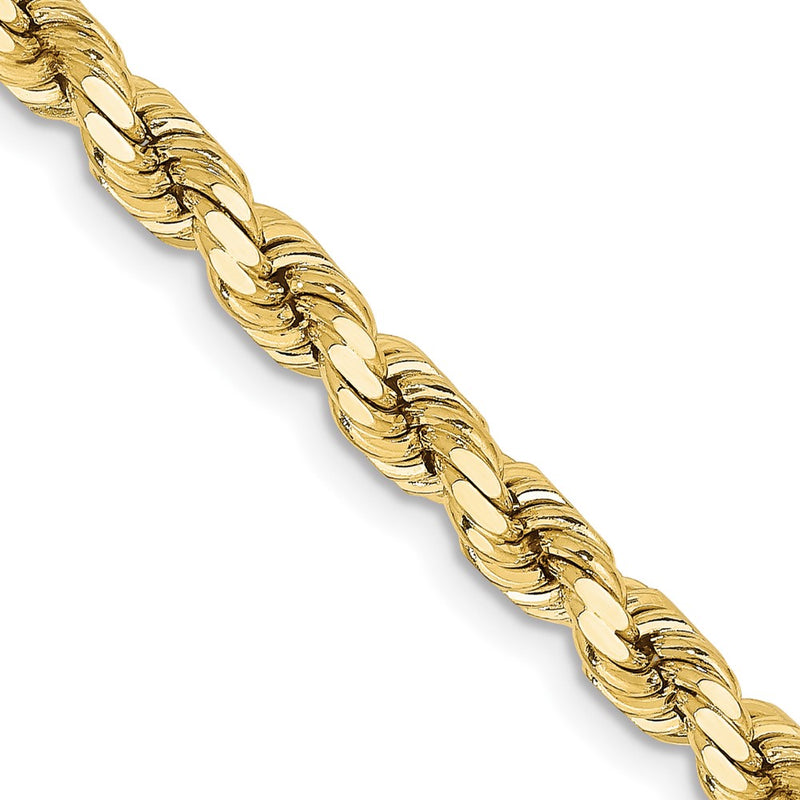 10K Yellow Gold 4.25mm Diamond-Cut Rope Chain Necklace