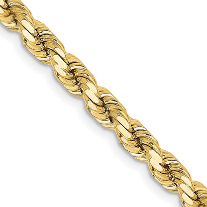 26 Inch 10K Yellow Gold 4.25mm Diamond-Cut Rope Chain Necklace