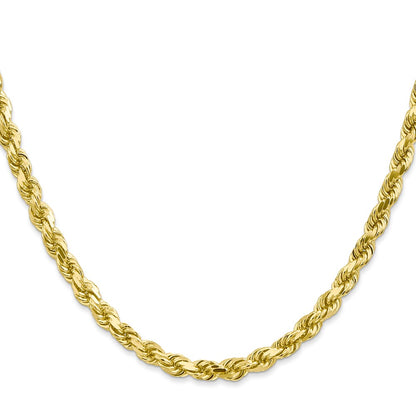 28 Inch 10K 4.5mm Diamond-Cut Rope Chain Necklace