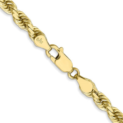 30 Inch 10K 4.5mm Diamond-Cut Rope Chain Necklace