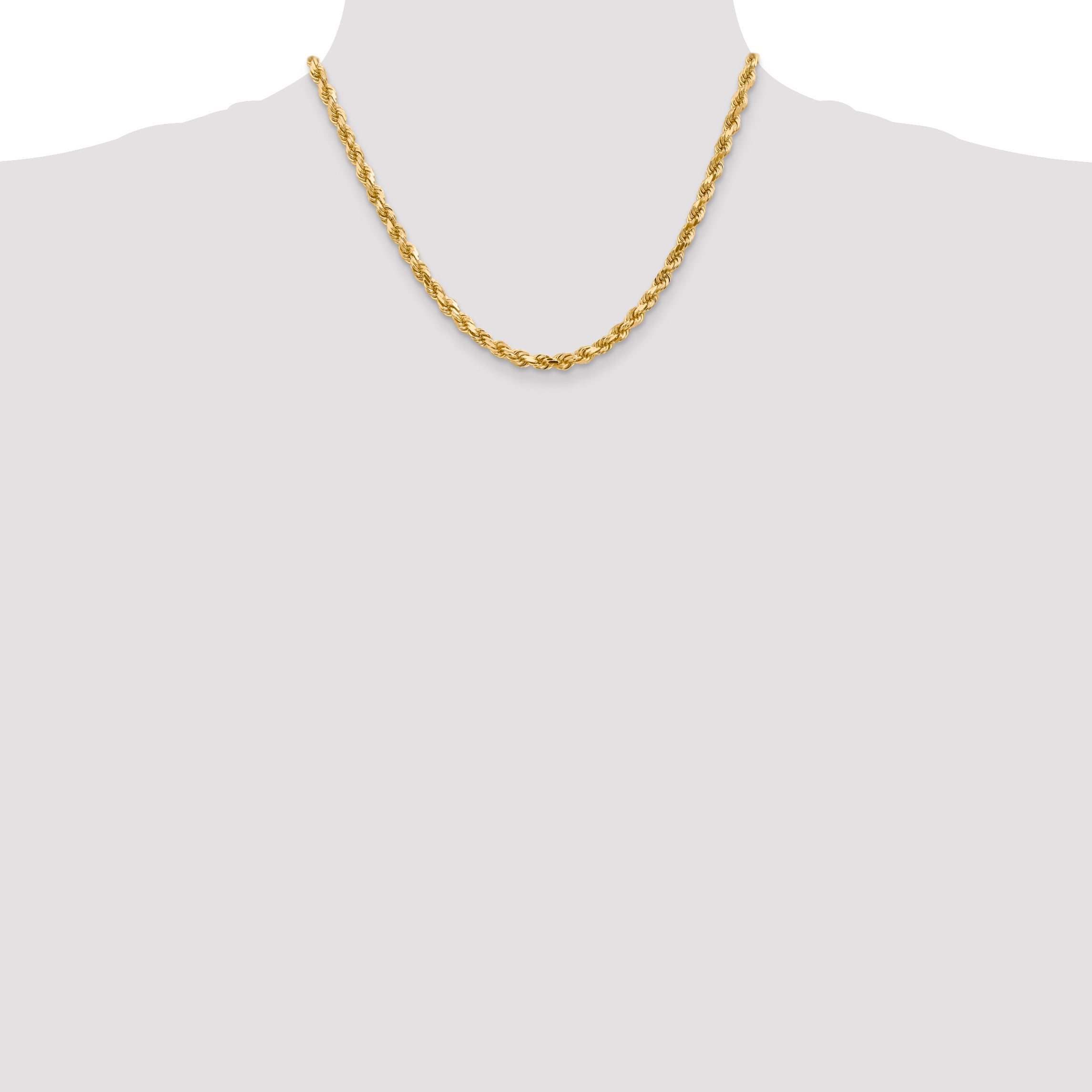 18 Inch 10K 4.5mm Diamond-Cut Rope Chain