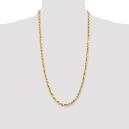 28 Inch 10K 4.5mm Diamond-Cut Rope Chain Necklace