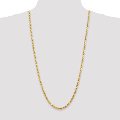 30 Inch 10K 4.5mm Diamond-Cut Rope Chain Necklace