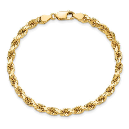 10k Yellow Gold 4.5mm Diamond-Cut Rope Chain Bracelet