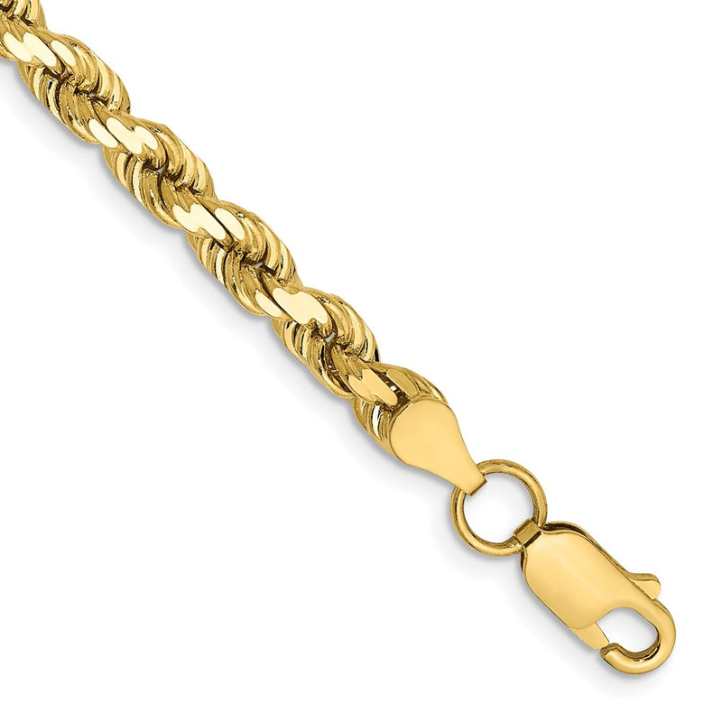 10k Yellow Gold 4.5mm Diamond-Cut Rope Chain Bracelet