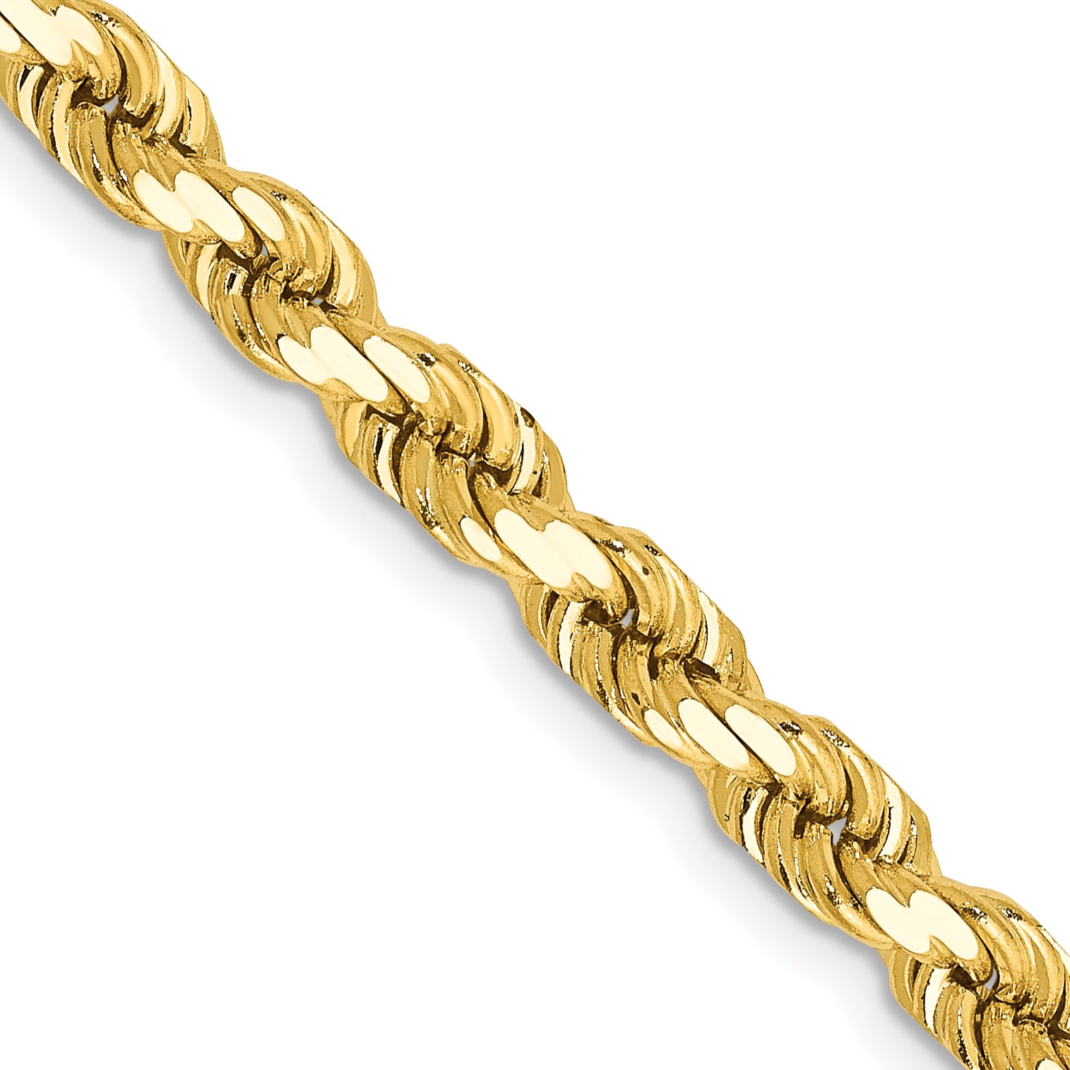 18 Inch 10K 4.5mm Diamond-Cut Rope Chain