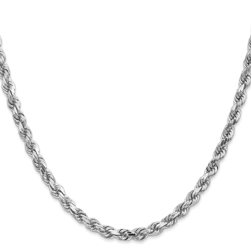 10k White Gold 4.5mm Diamond-cut Rope Chain Necklace
