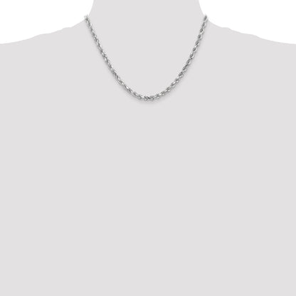 10K White Gold 4.5mm Diamond-Cut Rope Chain