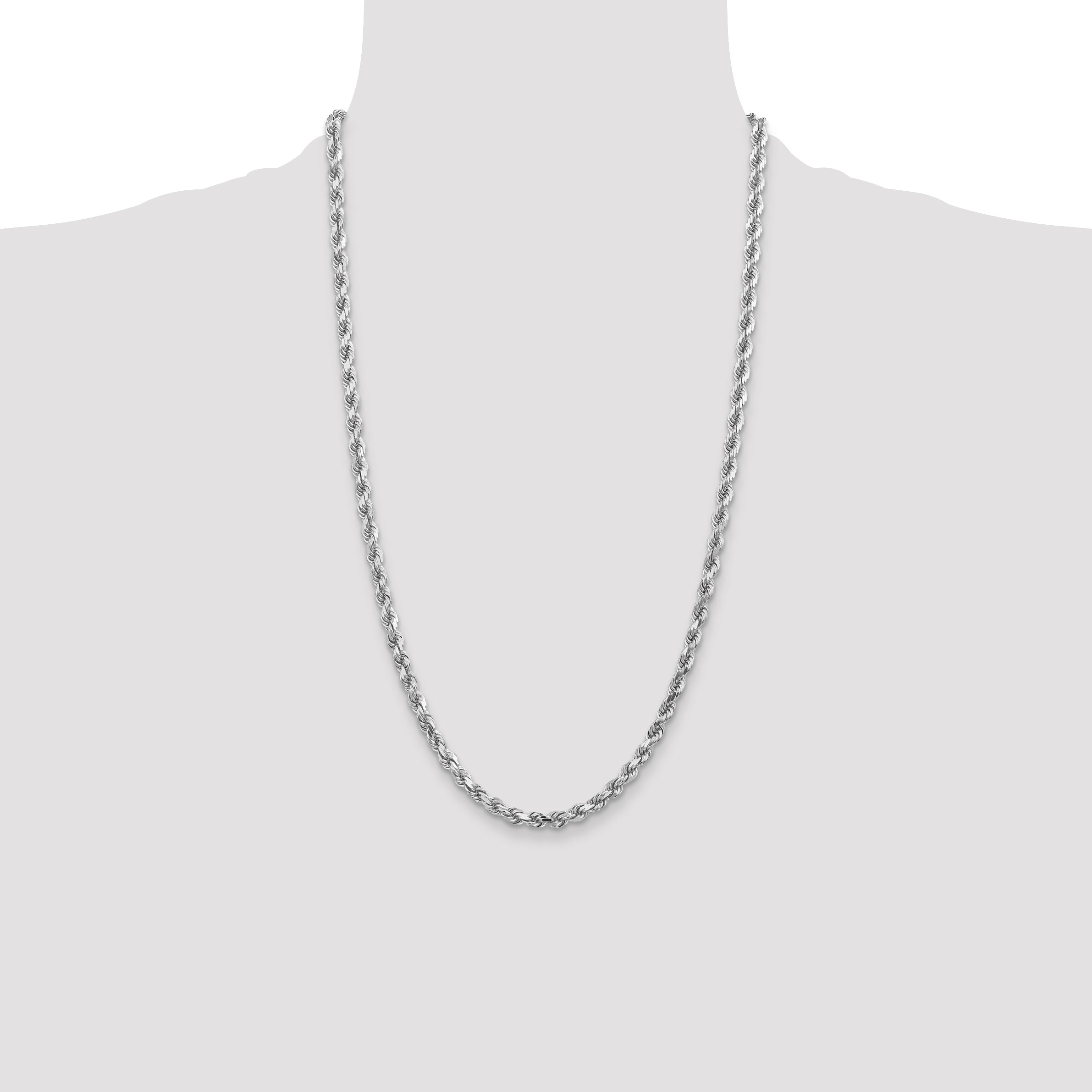 10K White Gold 4.5mm Diamond-Cut Rope Chain