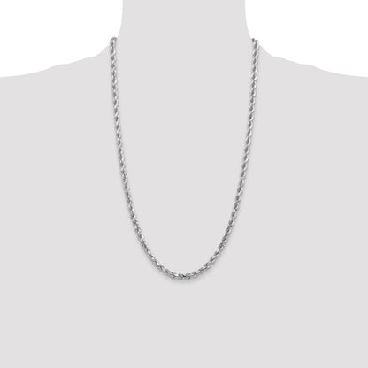 10K White Gold 4.5mm Diamond-Cut Rope Chain