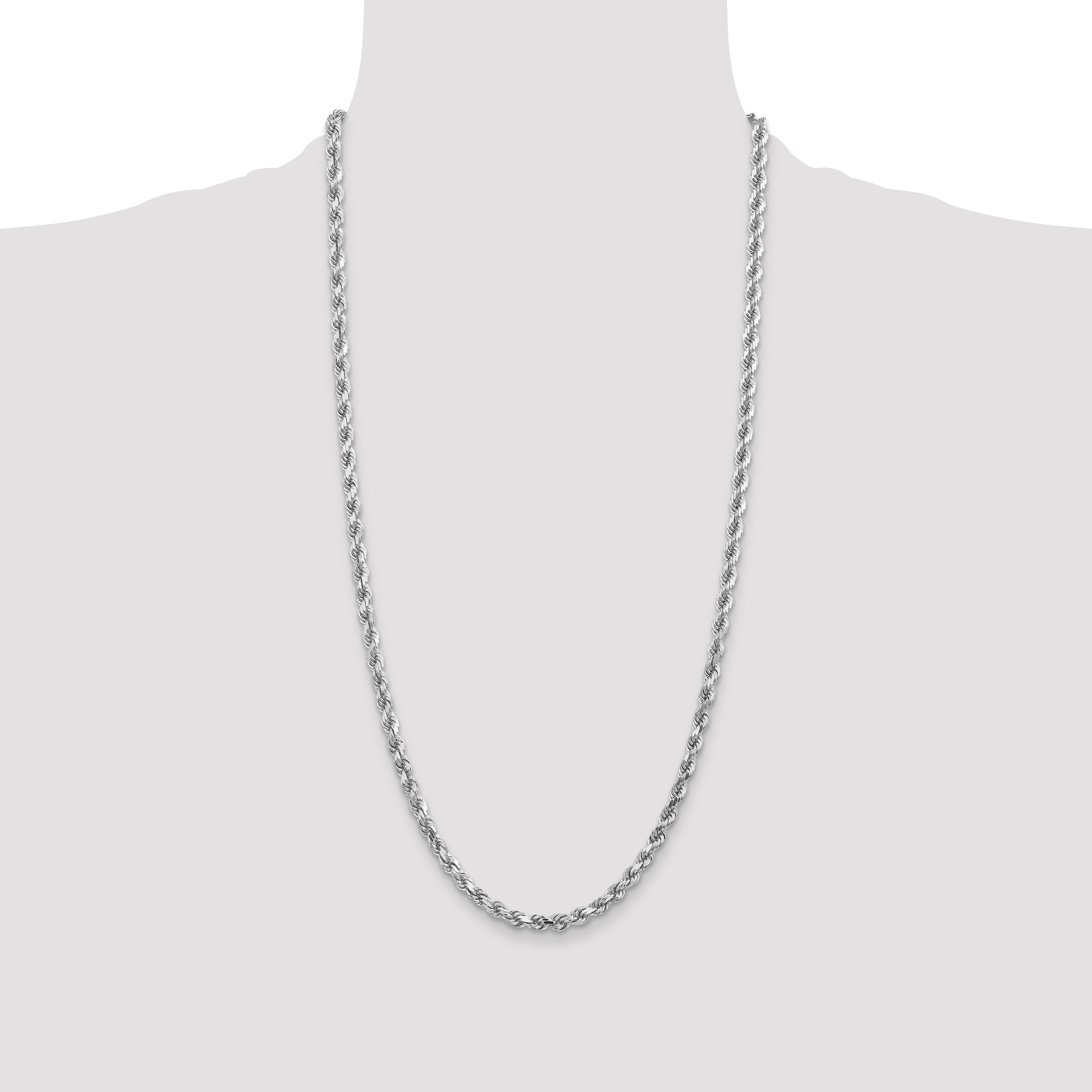 10K White Gold 4.5mm Diamond-Cut Rope Chain