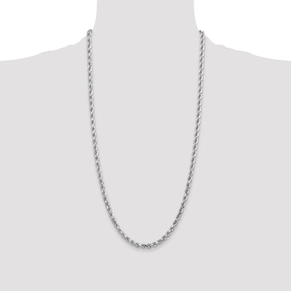 10K White Gold 4.5mm Diamond-Cut Rope Chain