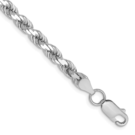 10K White Gold 4.5mm Diamond-Cut Rope Chain