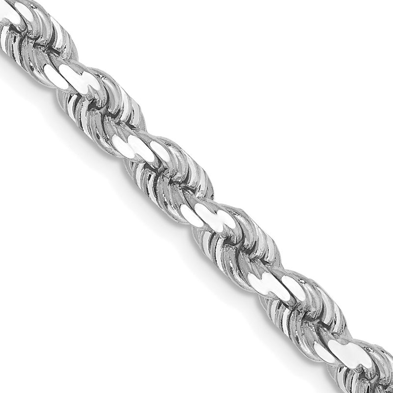 10k White Gold 4.5mm Diamond-cut Rope Chain Necklace