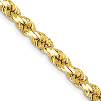 28 Inch 10K 4.5mm Diamond-Cut Rope Chain Necklace